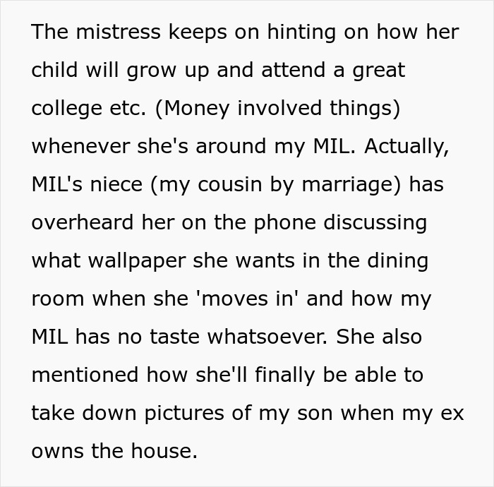 "Too Bad For Her": Ex-Husband And Mistress Think They're Getting MIL's Money, Are Very Wrong "Too Bad For Her": Ex-Husband And Mistress Think They're Getting MIL's Money, Are Very Wrong