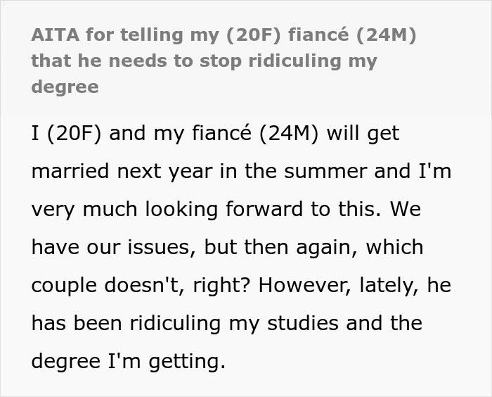 Woman Vents About Fiancé’s Rant About Her Education, Gets A Reality Check About This Relationship Woman Vents About Fiancé’s Rant About Her Education, Gets A Reality Check About This Relationship