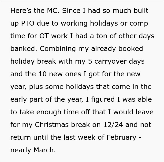 "Can&rsquo;t Carry Over 1 PTO Day? See You In February": Person Maliciously Complies