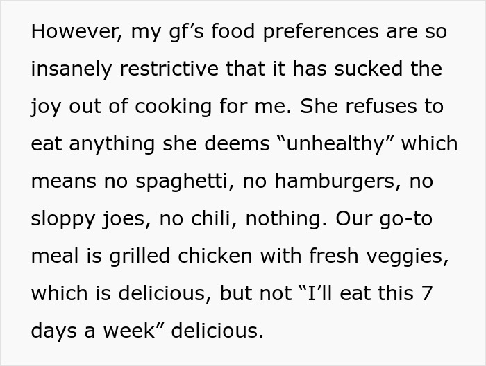 GF&rsquo;s Restrictive Food Preferences Make BF Lose All Patience With Her, He Asks For Advice