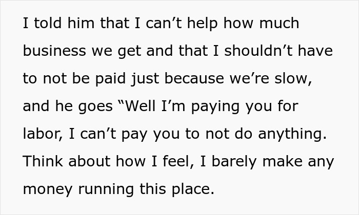 &ldquo;Boss Tells Me I Need To Clock Out When Restaurant Is Slow&rdquo;