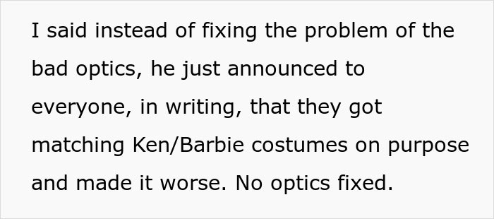 “AITA For Telling My Husband He Shouldn’t Do Matching Ken/Barbie Costumes With His Female Coworker?” “AITA For Telling My Husband He Shouldn’t Do Matching Ken/Barbie Costumes With His Female Coworker?”