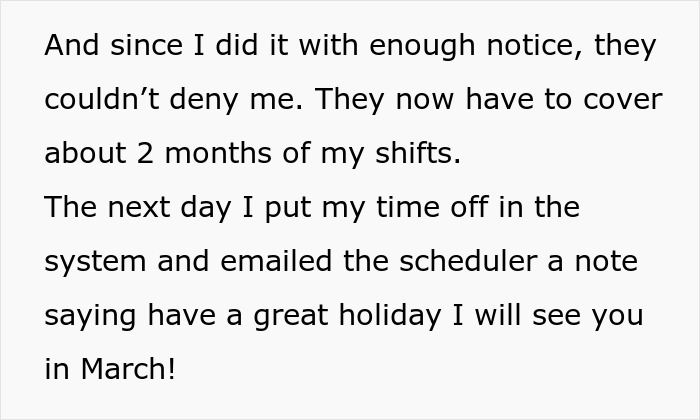 "Can&rsquo;t Carry Over 1 PTO Day? See You In February": Person Maliciously Complies