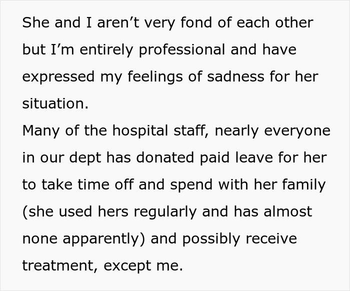 "I&rsquo;m Not Actually Sympathetic To Her Situation": Person Doesn't Donate PTO To Dying Coworker