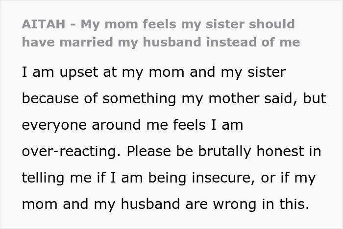 Woman Gets Upset Over Mom&rsquo;s &ldquo;Harmless Joke&rdquo; About Her Marriage, Husband Doesn&rsquo;t Take Her Side