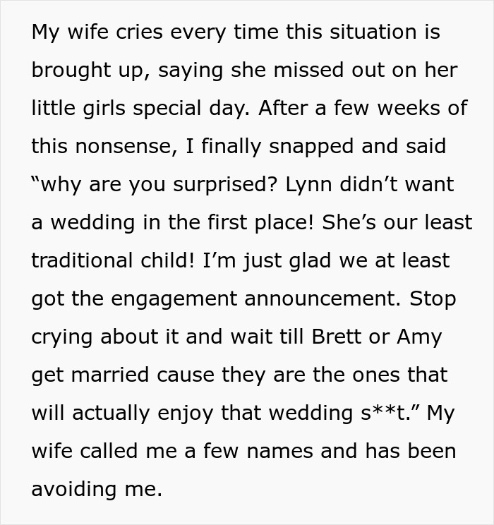 Woman Tries To Force Her "Wild Child" To Have A Classic Wedding, In Tears After Elopement Woman Tries To Force Her "Wild Child" To Have A Classic Wedding, In Tears After Elopement