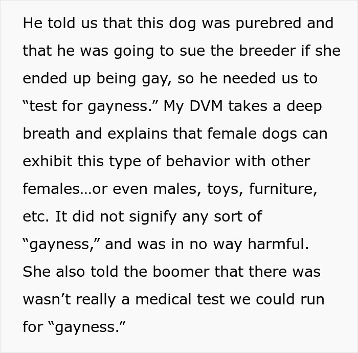 Vets Tell Pet Owner There Is No Gay Test, He Loses It And Throws A Tantrum