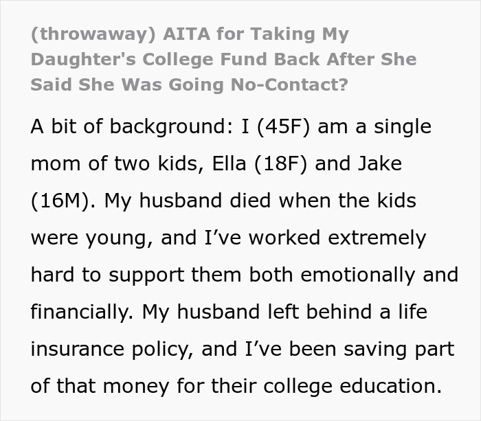 Daughter Threatens To Go No-Contact With Mom, Is Shocked When Her College Fund Disappears 