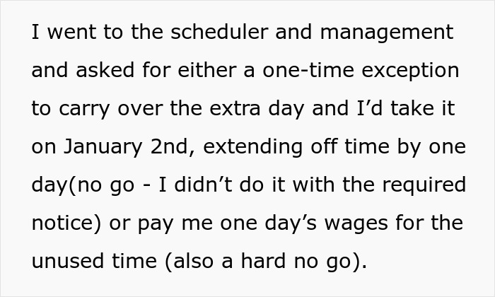 "Can&rsquo;t Carry Over 1 PTO Day? See You In February": Person Maliciously Complies