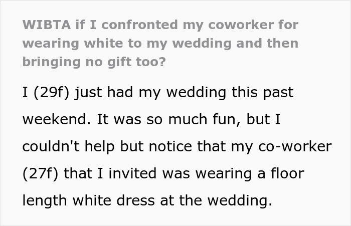 “Consider Her A Friend”: Bride Taken Aback By Coworker At Her Wedding, Wants To Confront Her “Consider Her A Friend”: Bride Taken Aback By Coworker At Her Wedding, Wants To Confront Her
