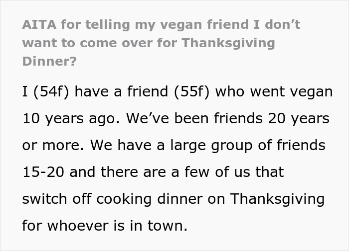 Vegan Host Pushes Her Thanksgiving Menu, Friends Serve Her An RSVP Nightmare In Return