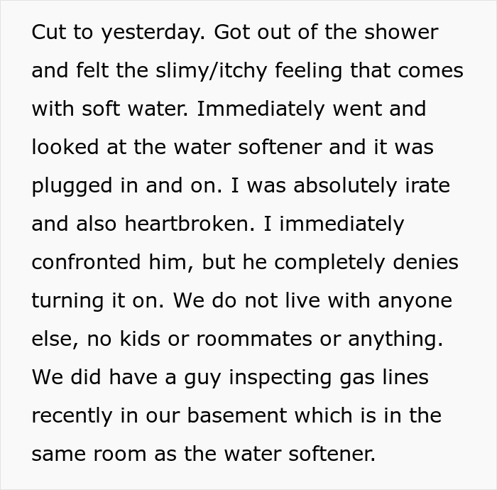 Woman Suspects Hubby Turned On Soft Water To &ldquo;Test&rdquo; Her Eczema, Worries About Her Marriage