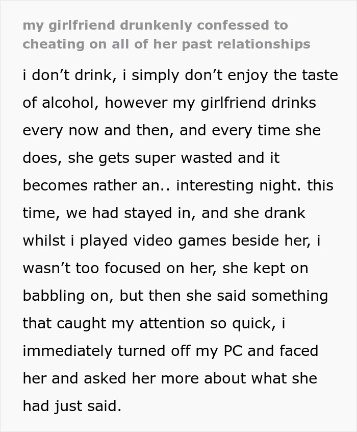 Woman Ends Up Single After She Drunkenly Brags About Being A Serial Cheater To Her Own Boyfriend Woman Ends Up Single After She Drunkenly Brags About Being A Serial Cheater To Her Own Boyfriend