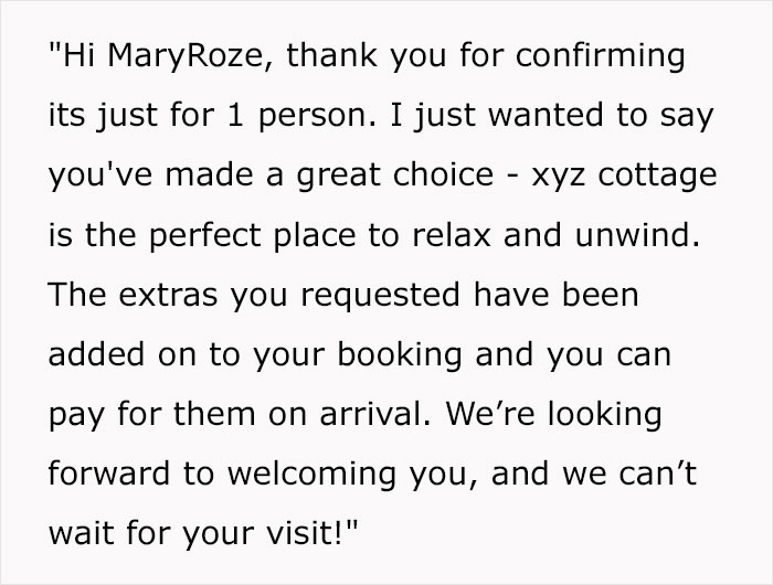 Woman Books 6-Person Lodge Only For Herself, Gets A Request From Owners To Switch To Smaller One Woman Books 6-Person Lodge Only For Herself, Gets A Request From Owners To Switch To Smaller One