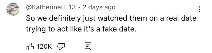 Comment about Andrew Garfield and Amelia Dimoldenberg's video being a real date with 120K likes.