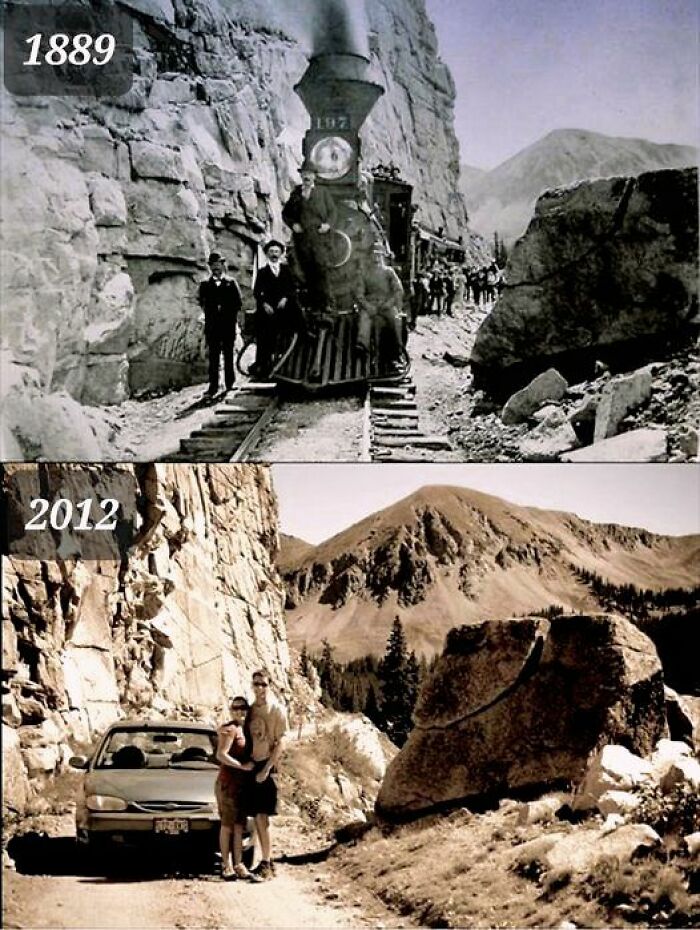 Excursion Train At Split Rock - Colorado, United States. Then vs. Now