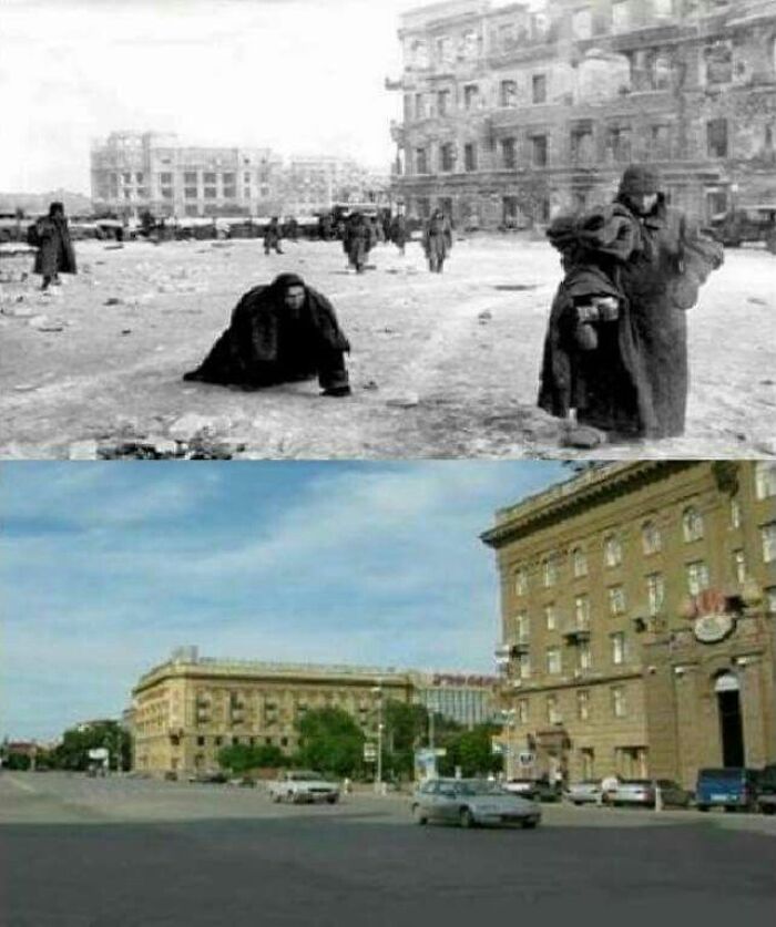 Then & Now Stalingrad, Central Square (German Pows)