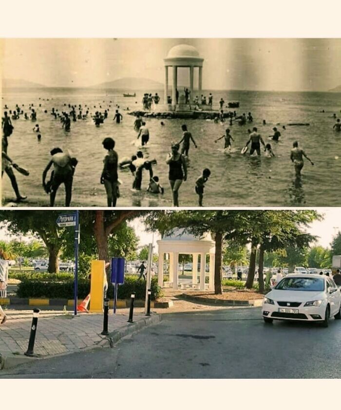 Süreyya Beach In 1940s And Nowadays, Istanbul