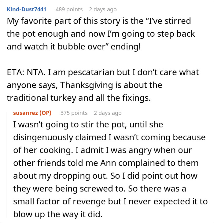 Vegan Host Pushes Her Thanksgiving Menu, Friends Serve Her An RSVP Nightmare In Return