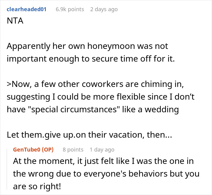 Person Plans Vacation Almost A Year In Advance, Is Chastised For Refusing To Switch With A Bride