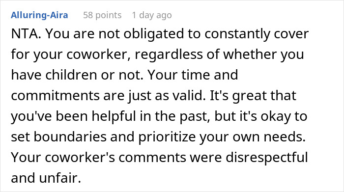 Mom Expects A Childfree Coworker To Cover For Her Whenever She Wants, Can’t Handle A “No” Mom Expects A Childfree Coworker To Cover For Her Whenever She Wants, Can’t Handle A “No”