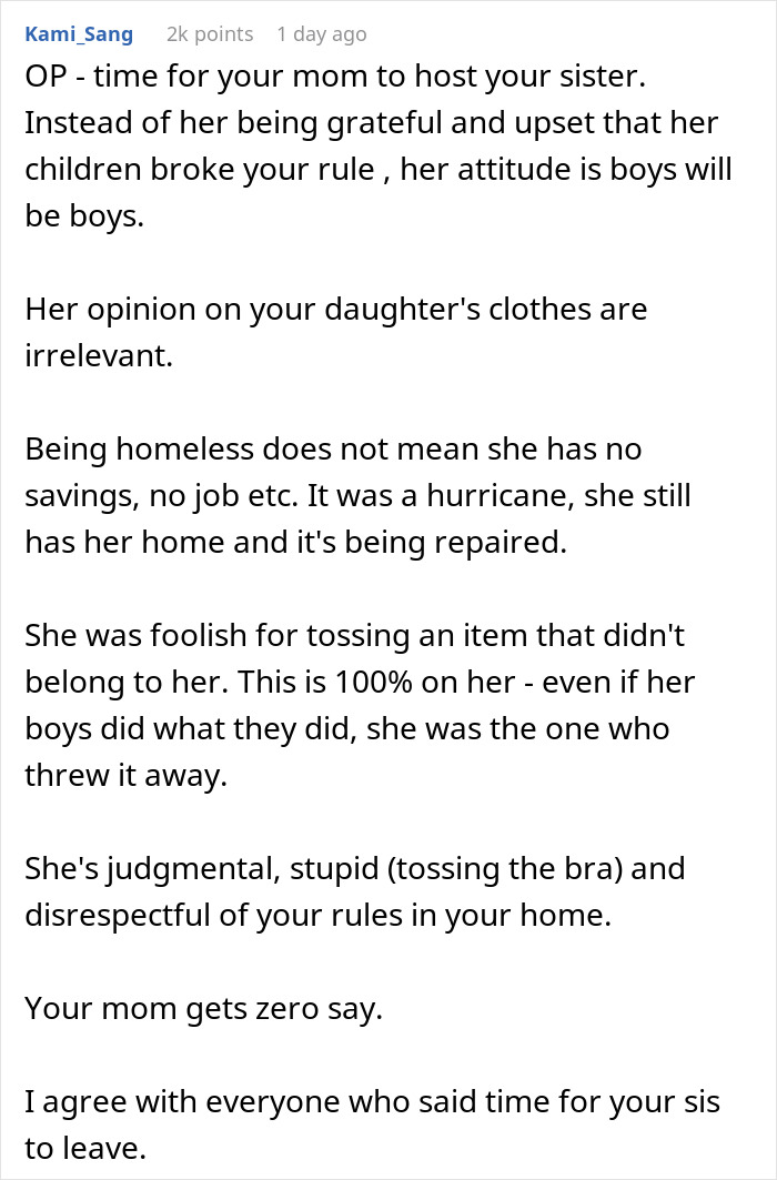 Lady Livid Over Sis Tossing Daughter's Expensive Bra And Refusing To Pay Her Back, Kicks Her Out