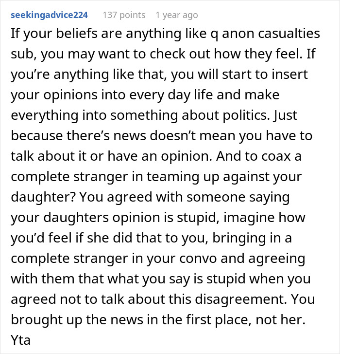Dad Can&rsquo;t Believe His Daughter Is Cutting Him Out Due To Political Views, Rants About It Online
