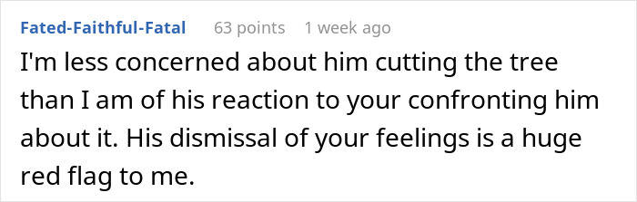35YO Chops Down Tree Husband&rsquo;s Family Cherished Without Asking, Leads To Massive Relationship Rift