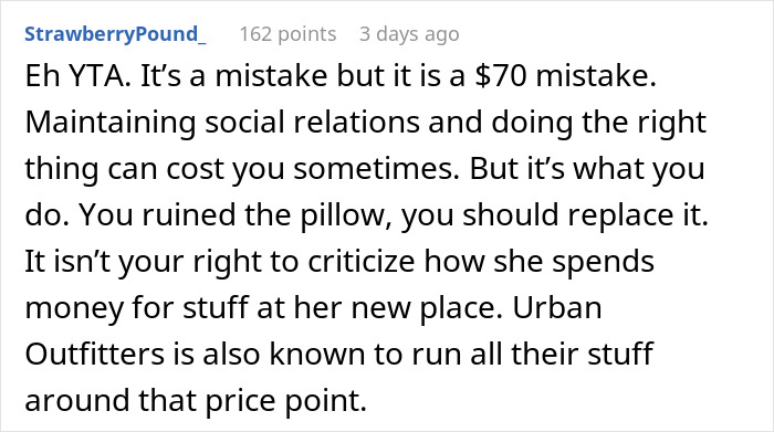 Woman Vows To Replace Her Friend's Ruined $70 Pillow, But Offers A Thrifted Version, Owner Fumes