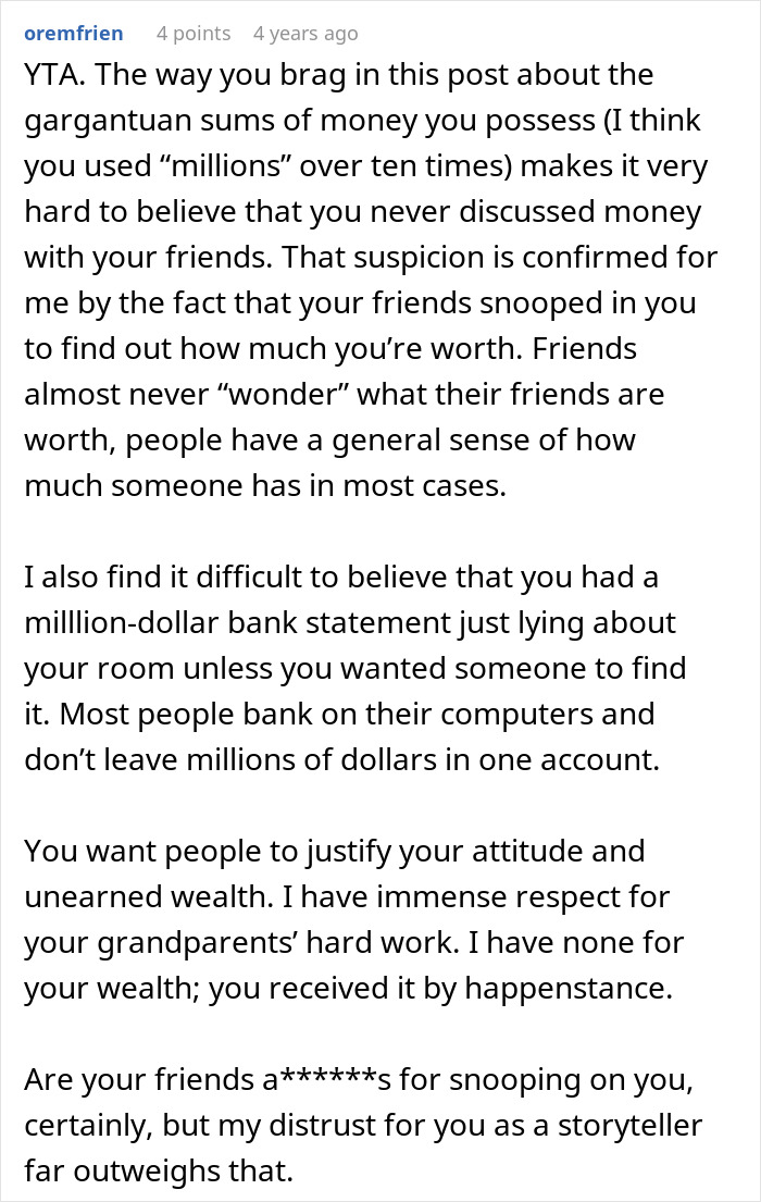 Drama Ensues When Friends Find Woman&rsquo;s Bank Statements That Reveal She&rsquo;s A Millionaire