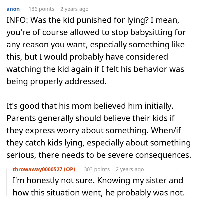 7YO Falsely Accuses Relative Of Neglecting Him While Babysitting, They Refuse To Help Anymore
