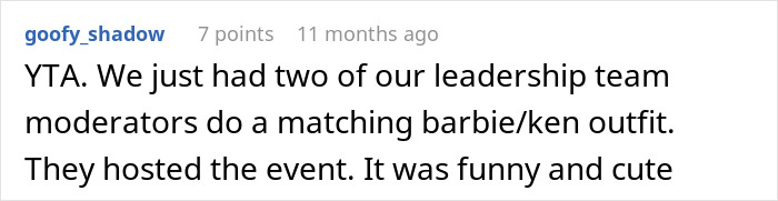 “AITA For Telling My Husband He Shouldn’t Do Matching Ken/Barbie Costumes With His Female Coworker?” “AITA For Telling My Husband He Shouldn’t Do Matching Ken/Barbie Costumes With His Female Coworker?”