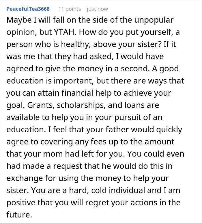 Comment discussing dad busted stealing son&rsquo;s inheritance for new family as teen laughs while grandparents cut him off online.