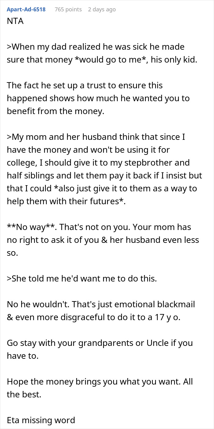 Teen Faces Family’s Guilt Trip Over His Inheritance, Refuses To Share It With “Random Kids” Teen Faces Family’s Guilt Trip Over His Inheritance, Refuses To Share It With “Random Kids”