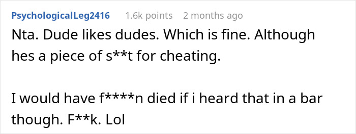 Reddit comment reacting to a story about accidentally sleeping with a friend's fiancé at a pre-wedding party. Reddit comment reacting to a story about accidentally sleeping with a friend's fiancé at a pre-wedding party.