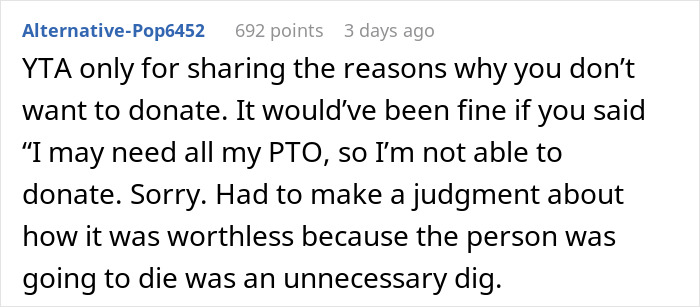 "I&rsquo;m Not Actually Sympathetic To Her Situation": Person Doesn't Donate PTO To Dying Coworker