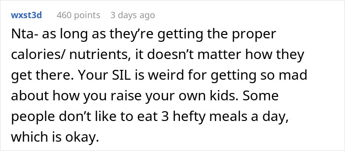 "She Is Big Mad": SIL Won't Shut Up About Family's Eating Habits, Is Put In Her Place "She Is Big Mad": SIL Won't Shut Up About Family's Eating Habits, Is Put In Her Place