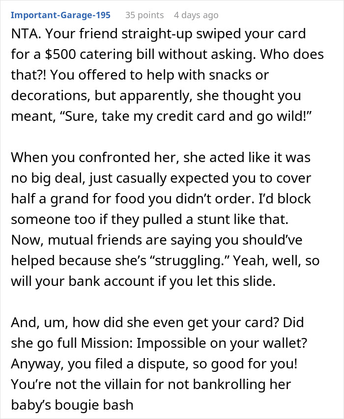 Mom Ruins Friendship With BFF After Expecting Her To Pay Hundreds For Catering At Son’s B-Day Mom Ruins Friendship With BFF After Expecting Her To Pay Hundreds For Catering At Son’s B-Day