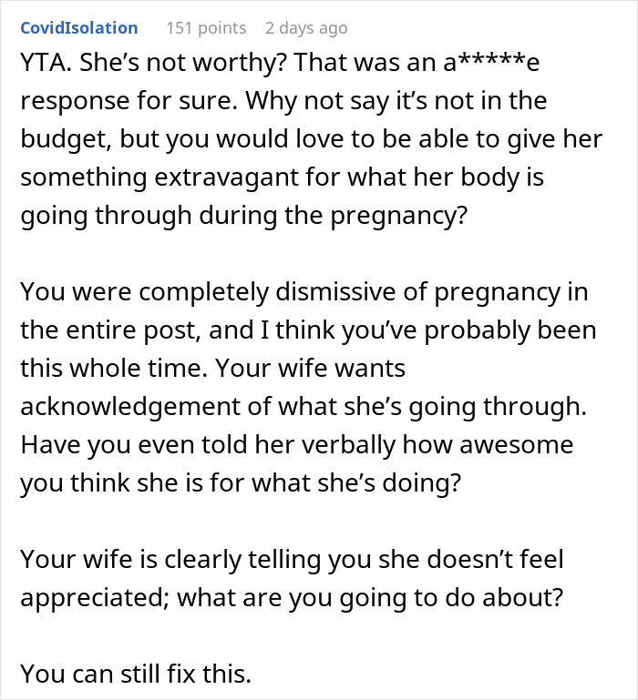 Husband Gets The Ick From Wife's "Push Present" Demands, Tells Her She's Not Worth It Husband Gets The Ick From Wife's "Push Present" Demands, Tells Her She's Not Worth It