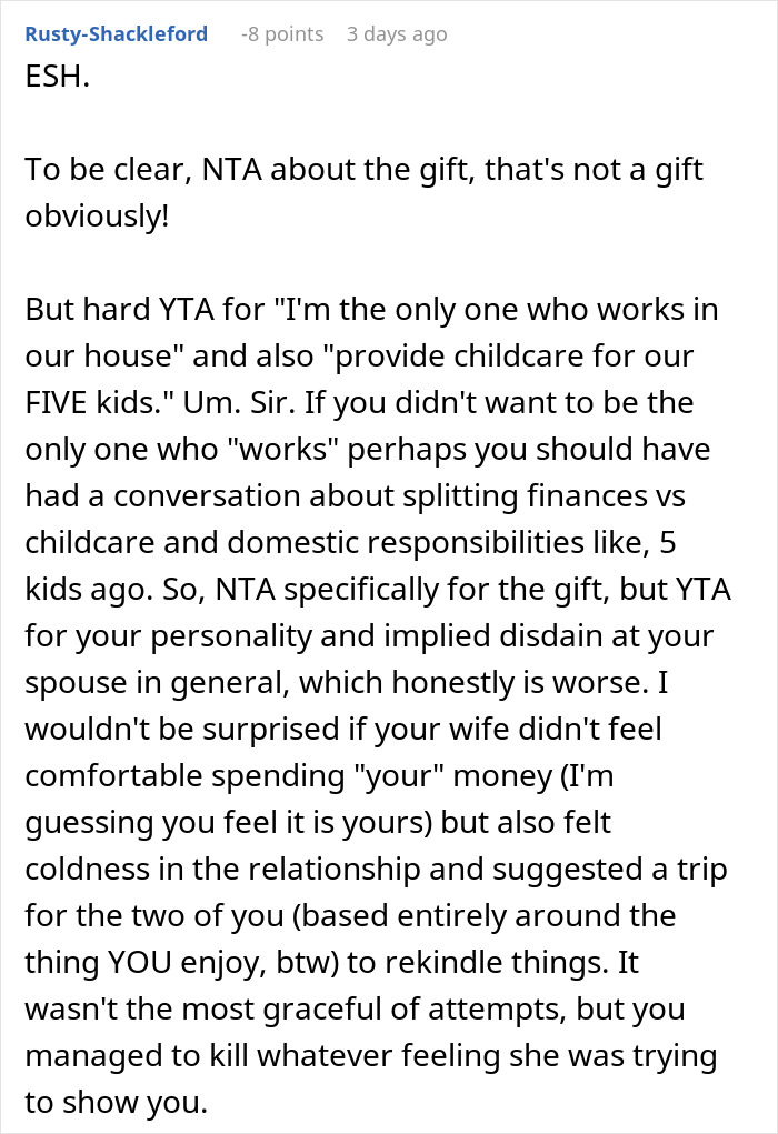 Wife Gives A Grand "Gift" That Backfires, Acts Shocked When Husband Is Disappointed Wife Gives A Grand "Gift" That Backfires, Acts Shocked When Husband Is Disappointed