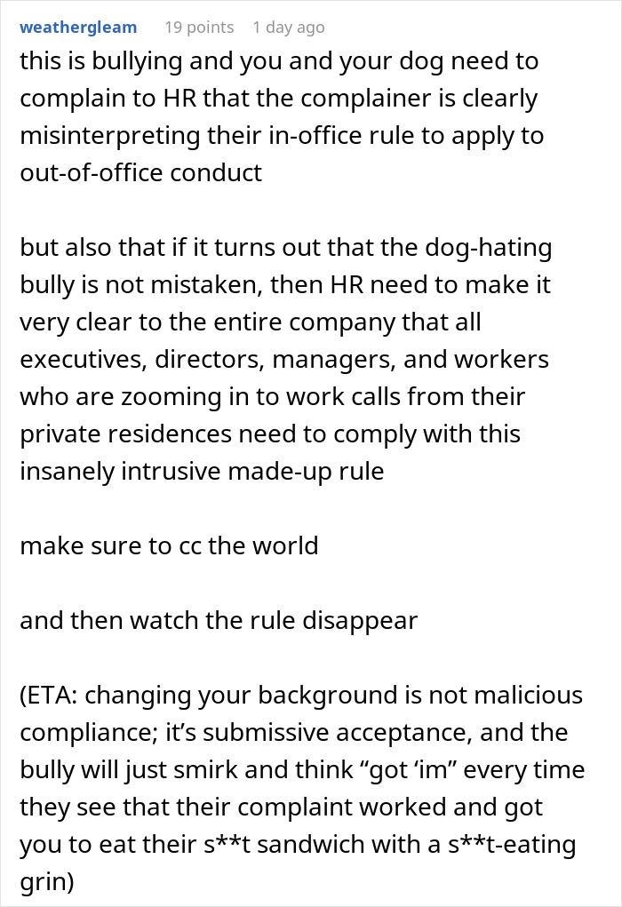 &ldquo;My Dog Was Simply Sitting&rdquo;: Worker Maliciously Complies With No-Dogs Home Office Policy