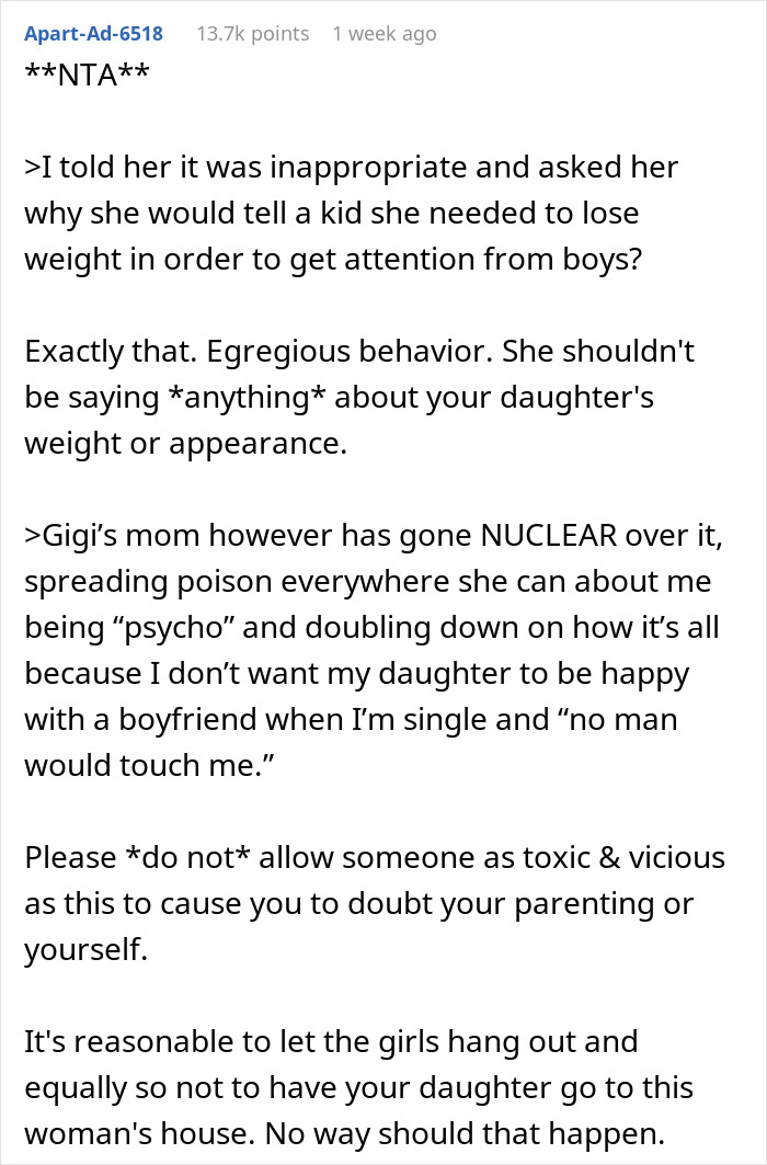 Woman Starts Social Media War On “Psycho” Mom Who Won’t Force Her Kid To Date Or Lose Weight Woman Starts Social Media War On “Psycho” Mom Who Won’t Force Her Kid To Date Or Lose Weight
