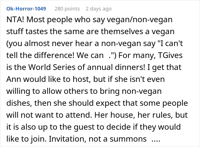 Vegan Host Pushes Her Thanksgiving Menu, Friends Serve Her An RSVP Nightmare In Return