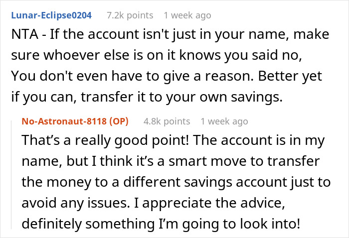 “It’s Just Sitting There”: Family Demands Woman Give Her College Savings To Dropout Cousin “It’s Just Sitting There”: Family Demands Woman Give Her College Savings To Dropout Cousin