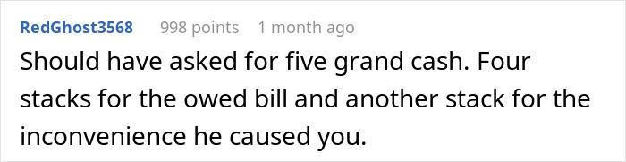 Comment discussing a homeowner owing money and inconvenience caused to a neighbor. Comment discussing a homeowner owing money and inconvenience caused to a neighbor.
