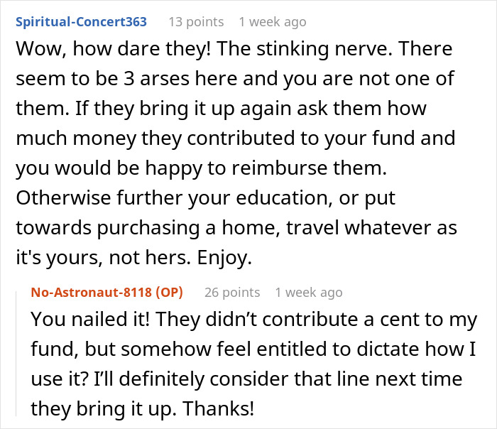 “It’s Just Sitting There”: Family Demands Woman Give Her College Savings To Dropout Cousin “It’s Just Sitting There”: Family Demands Woman Give Her College Savings To Dropout Cousin