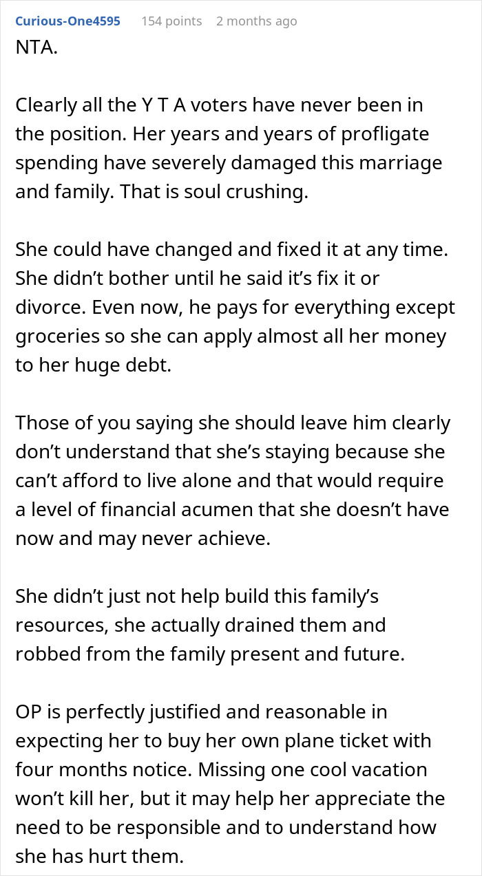 Husband Refuses To Buy Wife A Plane Ticket For Family Vacation: &ldquo;This Is Her Own Fault&rdquo;