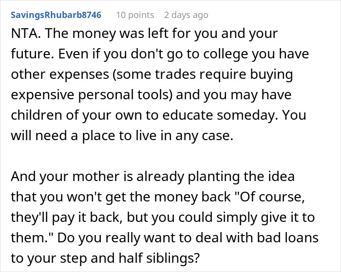 Teen Faces Family’s Guilt Trip Over His Inheritance, Refuses To Share It With “Random Kids” Teen Faces Family’s Guilt Trip Over His Inheritance, Refuses To Share It With “Random Kids”