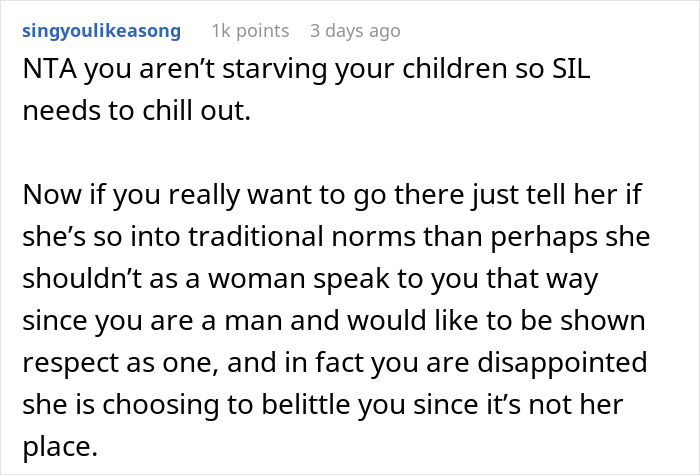 "She Is Big Mad": SIL Won't Shut Up About Family's Eating Habits, Is Put In Her Place "She Is Big Mad": SIL Won't Shut Up About Family's Eating Habits, Is Put In Her Place
