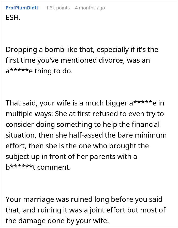 Man Threatens Wife With Divorce During Dinner With Her Parents, Watches It All Fall Apart 